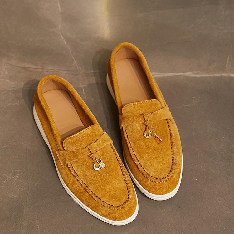 Wiosenne Damskie Mokasyny Skórzane Wsuwane z Ozdobą (Damskie)