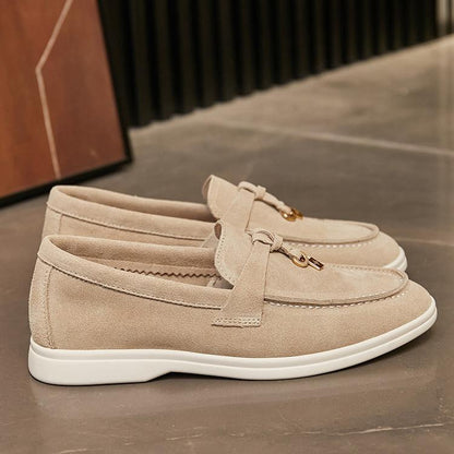 Wiosenne Damskie Mokasyny Skórzane Wsuwane z Ozdobą (Damskie)