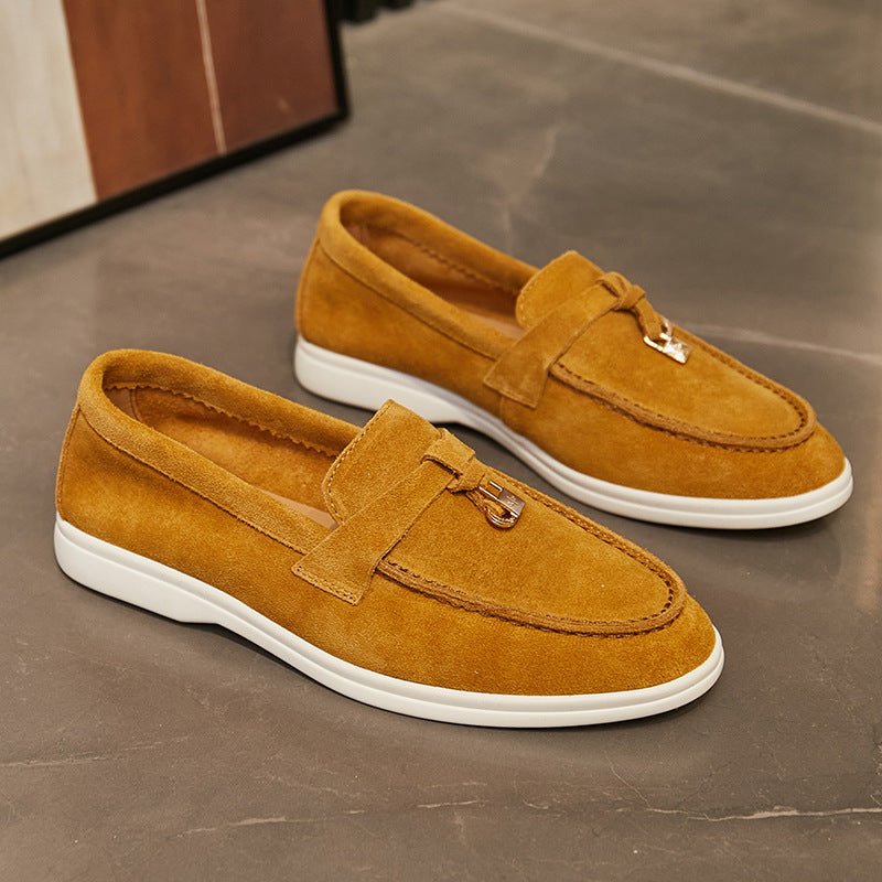 Wiosenne Damskie Mokasyny Skórzane Wsuwane z Ozdobą (Damskie)