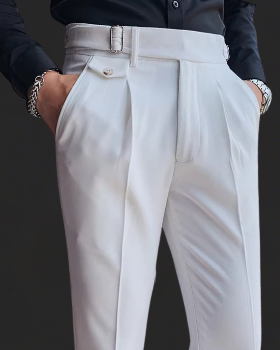Pantalon de Costume Élégant à Pli Slim de Printemps (Homme)