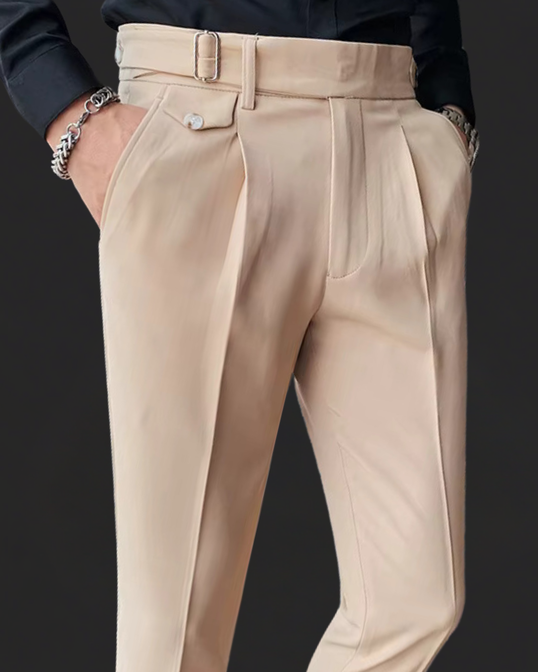 Pantalon de Costume Élégant à Pli Slim de Printemps (Homme)