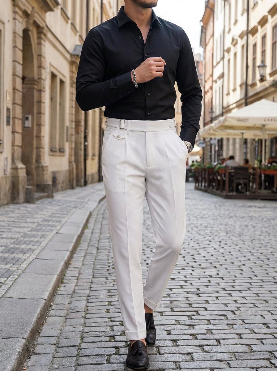Pantalon de Costume Élégant à Pli Slim de Printemps (Homme)
