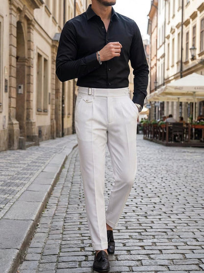 Pantalon de Costume Élégant à Pli Slim de Printemps (Homme)