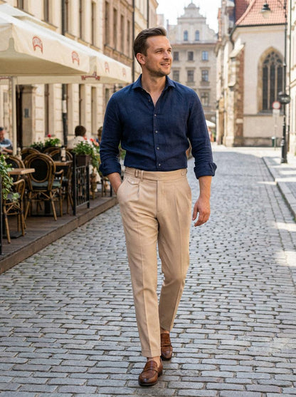 Pantalon de Costume Élégant à Pli Slim de Printemps (Homme)