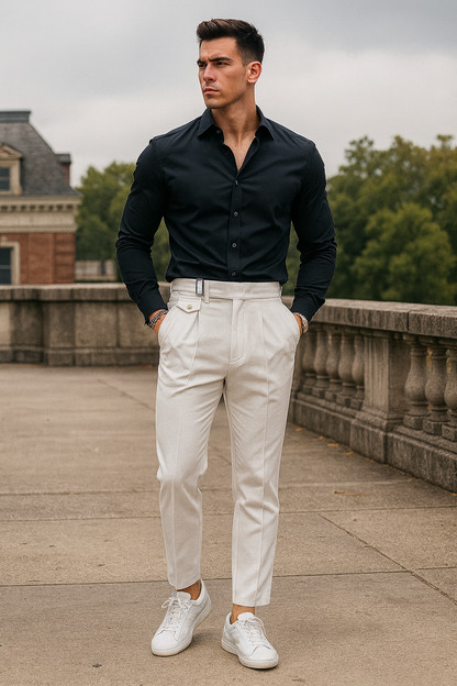 Pantalon de Costume Élégant à Pli Slim de Printemps (Homme)