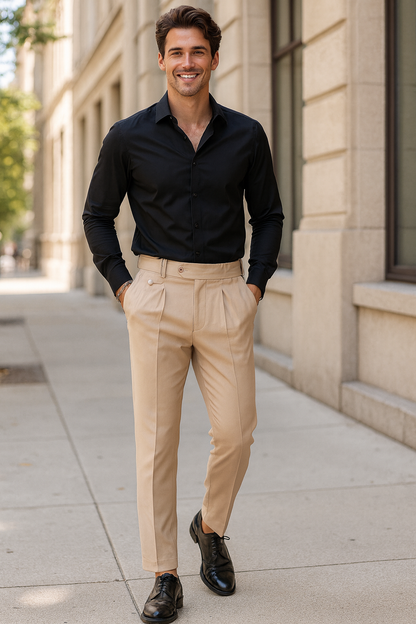 Pantalon de Costume Élégant à Pli Slim de Printemps (Homme)