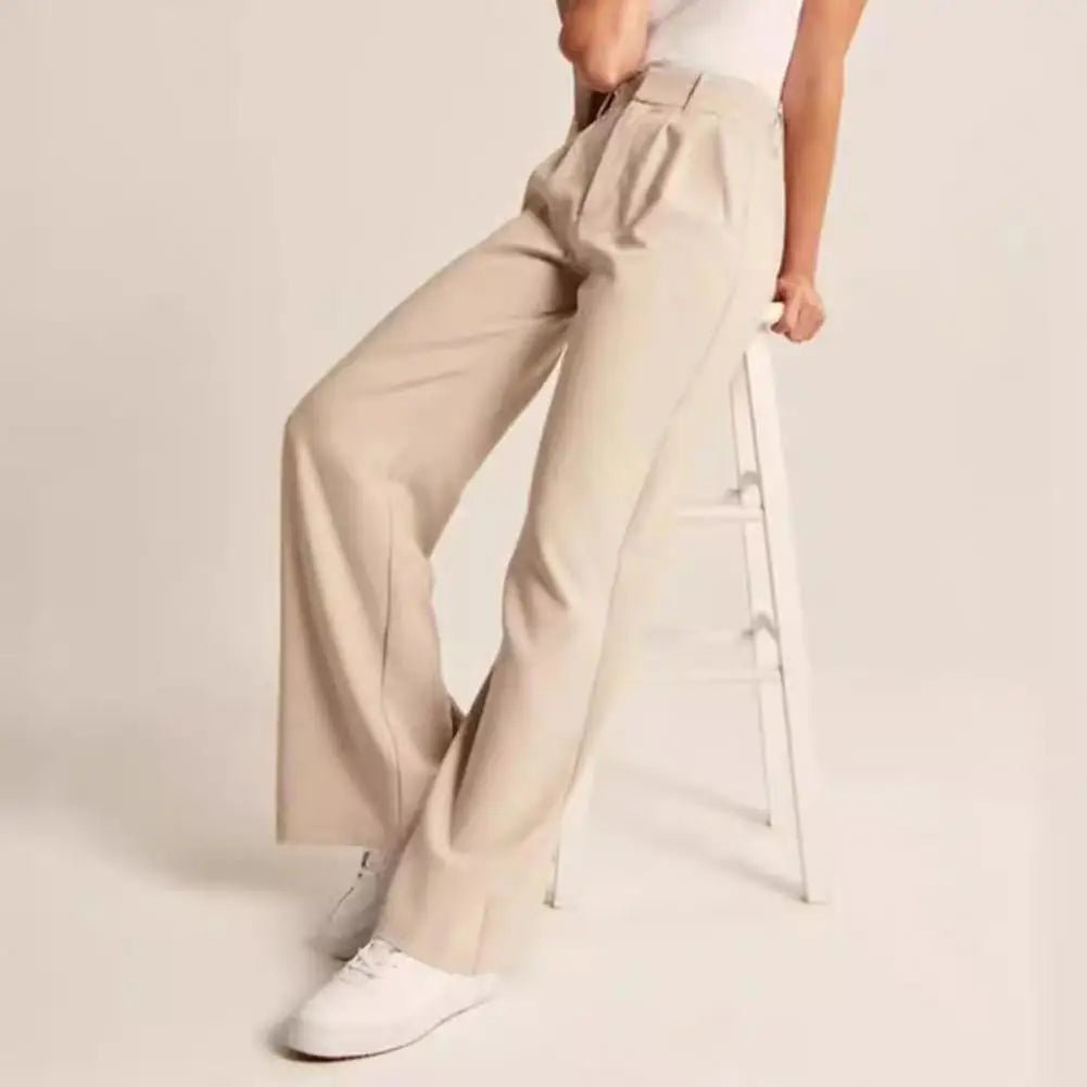 Wiosenne Eleganckie Spodnie z Wysokim Stanem i Szeroką Nogawką (Damskie)