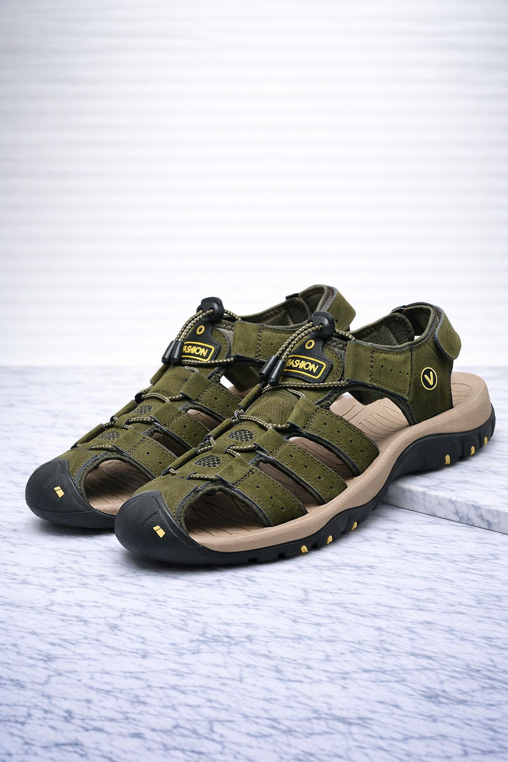 Lente Leren Outdoor Sandalen met Gesloten Tenen (Heren)