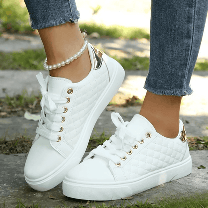 Wiosenne Sneakersy Niskie Sznurowane Wygodne (Damskie)