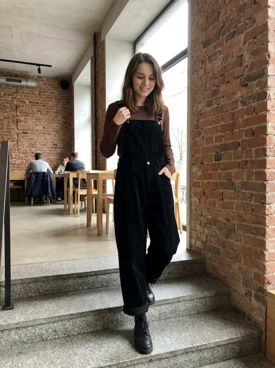 Wiosenne Szerokie Spodnie Sztruksowe w Stylu Vintage (Damskie)