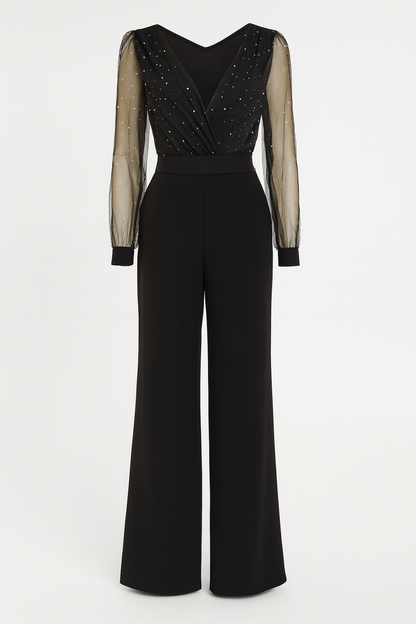 Wiosenny Elegancki Kombinezon z Przezroczystymi Rękawami (Damski)