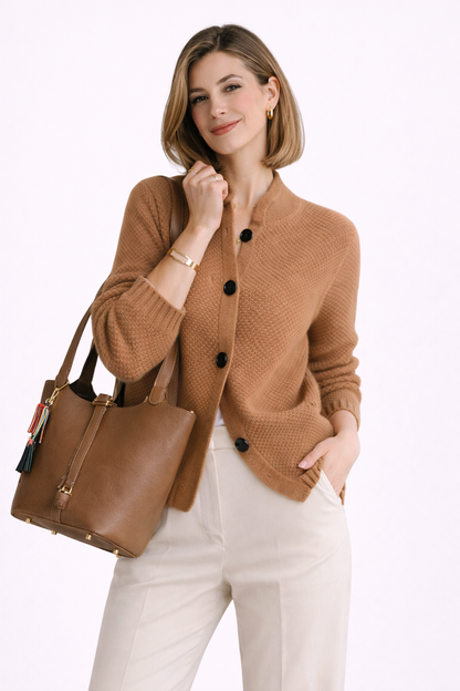 Wiosenny Kardigan o Wyraźnym Splocie z Guzikami (Damski)