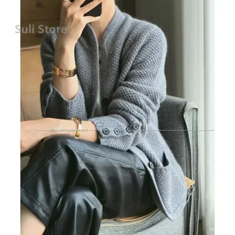 Wiosenny Kardigan o Wyraźnym Splocie z Guzikami (Damski)