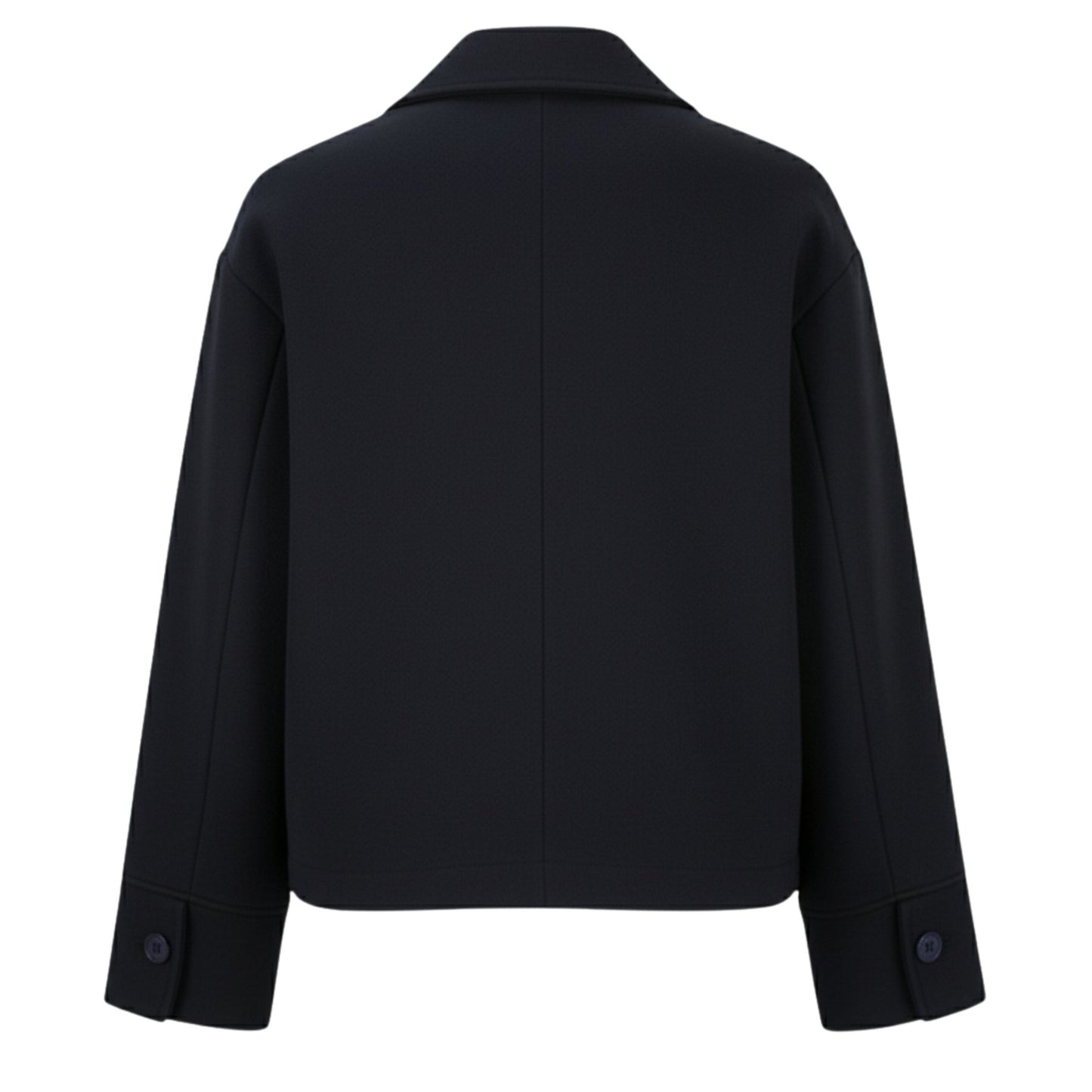 Wiosenny Krótki Płaszcz z Guzikami i Szerokim Kołnierzem (Damski)