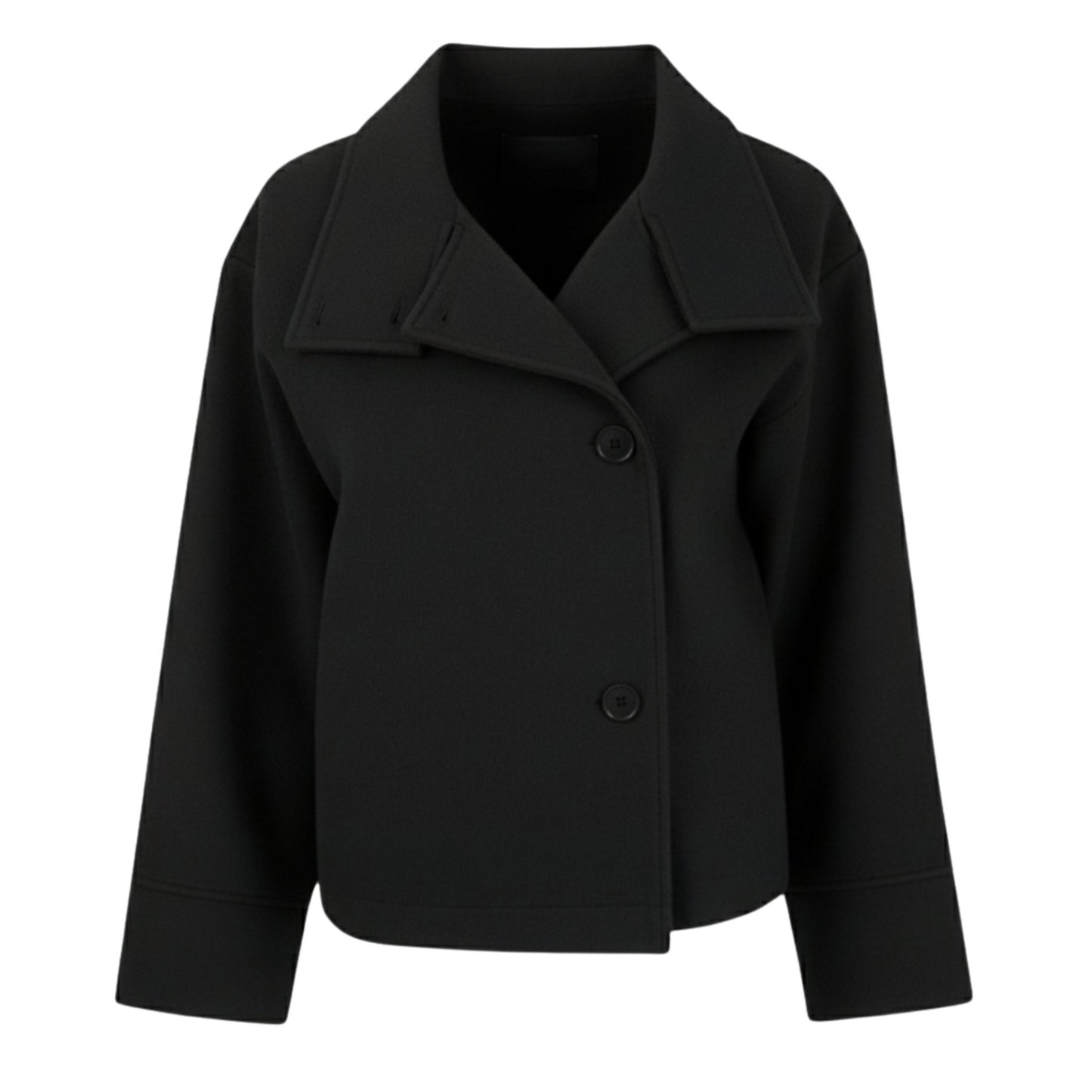 Wiosenny Krótki Płaszcz z Guzikami i Szerokim Kołnierzem (Damski)