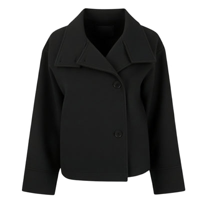 Wiosenny Krótki Płaszcz z Guzikami i Szerokim Kołnierzem (Damski)