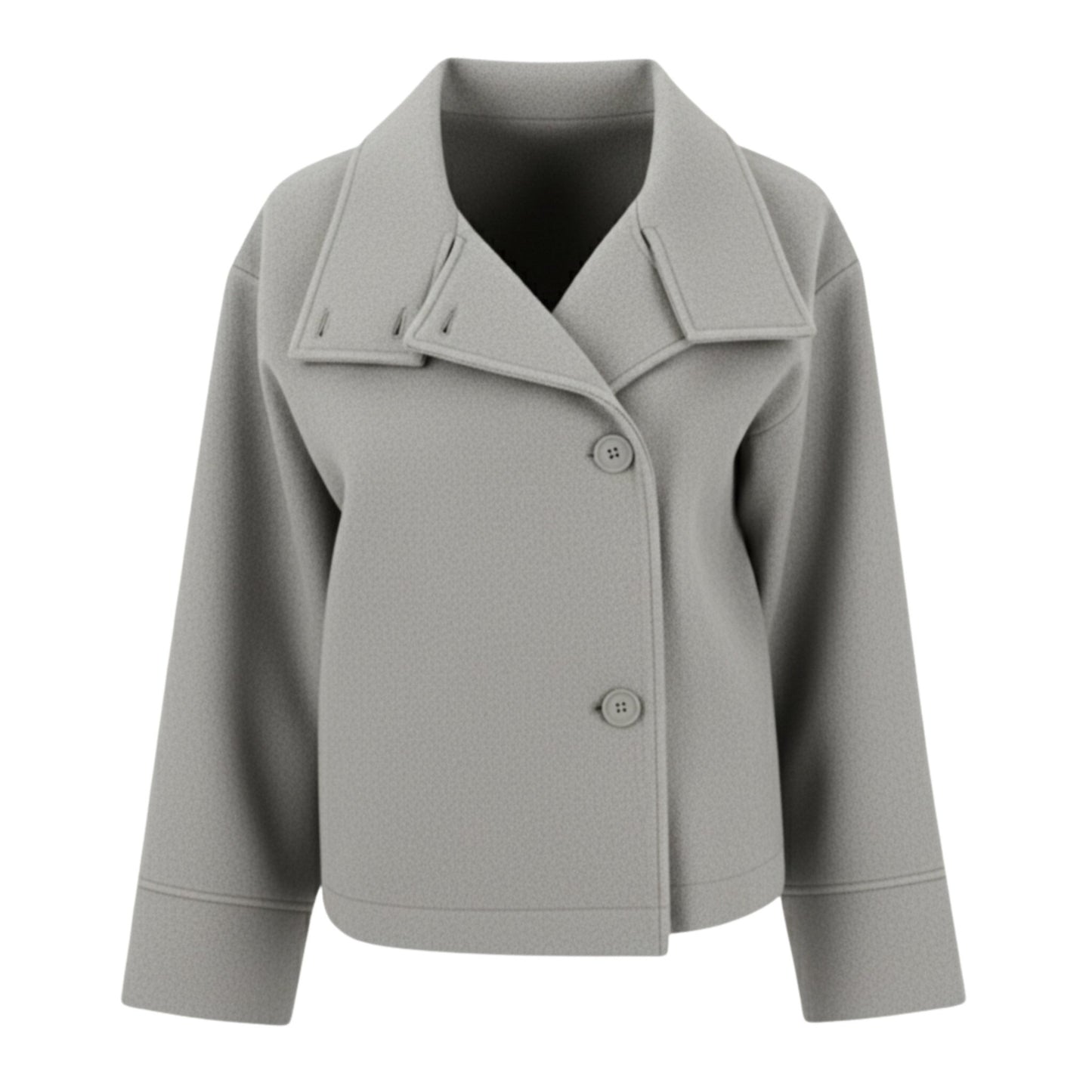 Wiosenny Krótki Płaszcz z Guzikami i Szerokim Kołnierzem (Damski)