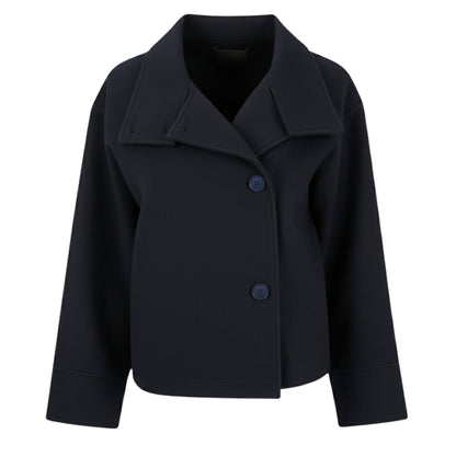 Wiosenny Krótki Płaszcz z Guzikami i Szerokim Kołnierzem (Damski)