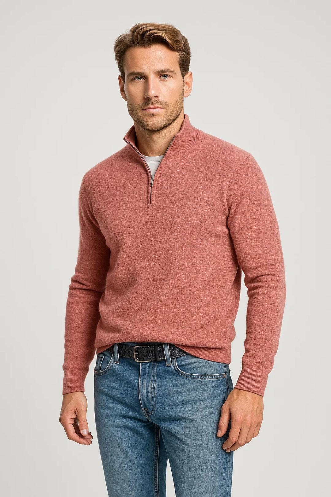 Pull en maille printanier à demi-fermeture éclair (Homme)