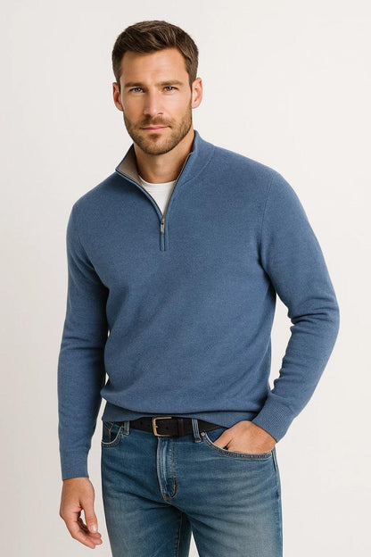 Pull en maille printanier à demi-fermeture éclair (Homme)