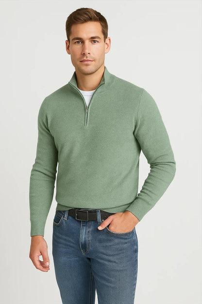 Pull en maille printanier à demi-fermeture éclair (Homme)