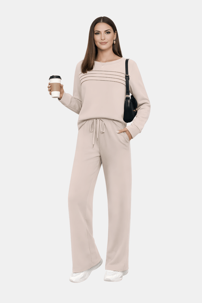 Zestaw z Elastyczną Talią i Szerokimi Spodniami (Damskie)
