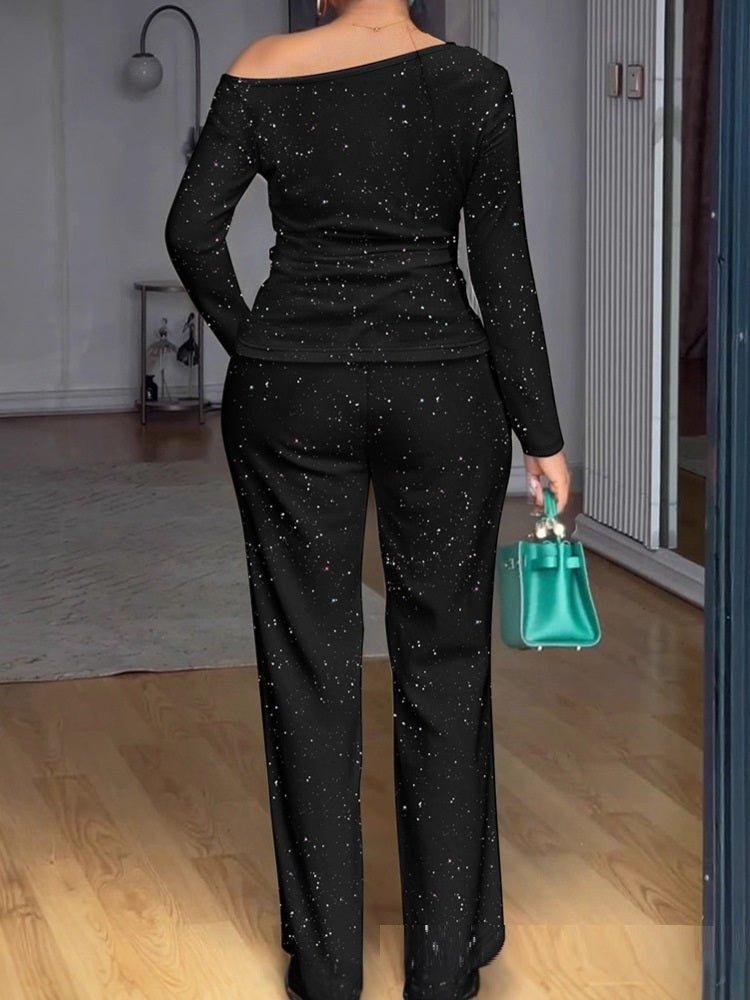 Zestaw z Koronką i Szerokimi Spodniami (Damskie)