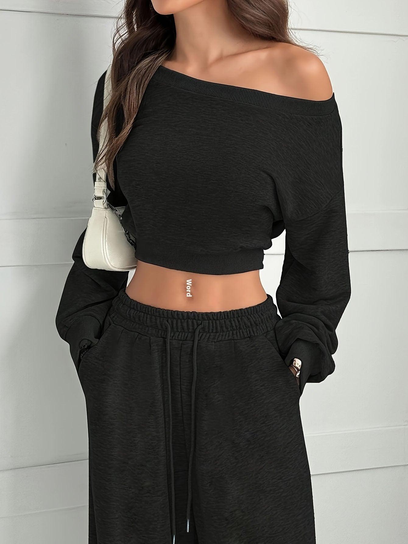 Zestaw z Odkrytymi Ramionami i Szerokimi Spodniami (Damskie)