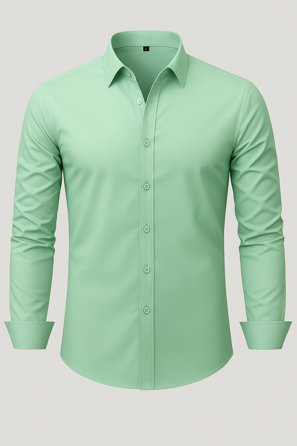 Green dress shirt on a light gray background