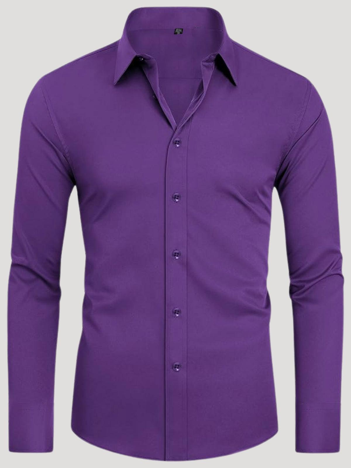 Purple dress shirt on a light gray background