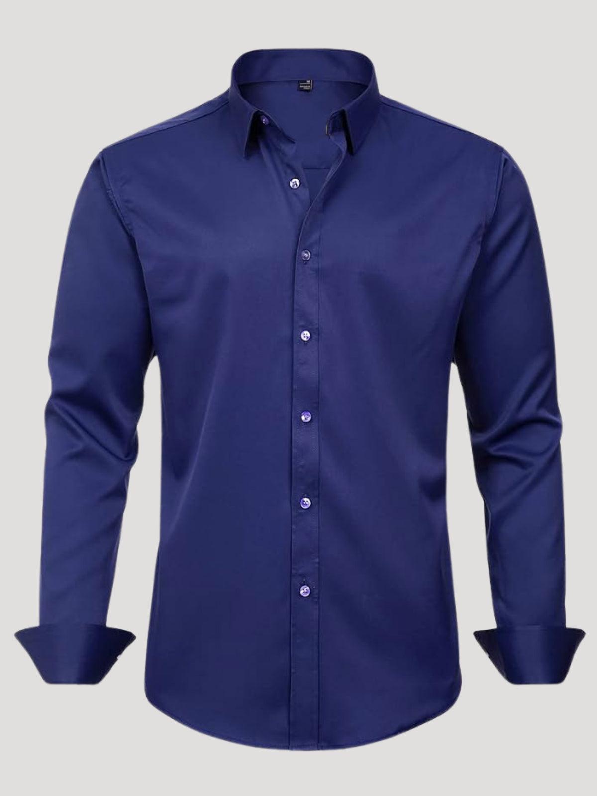 Blue dress shirt on a gray background