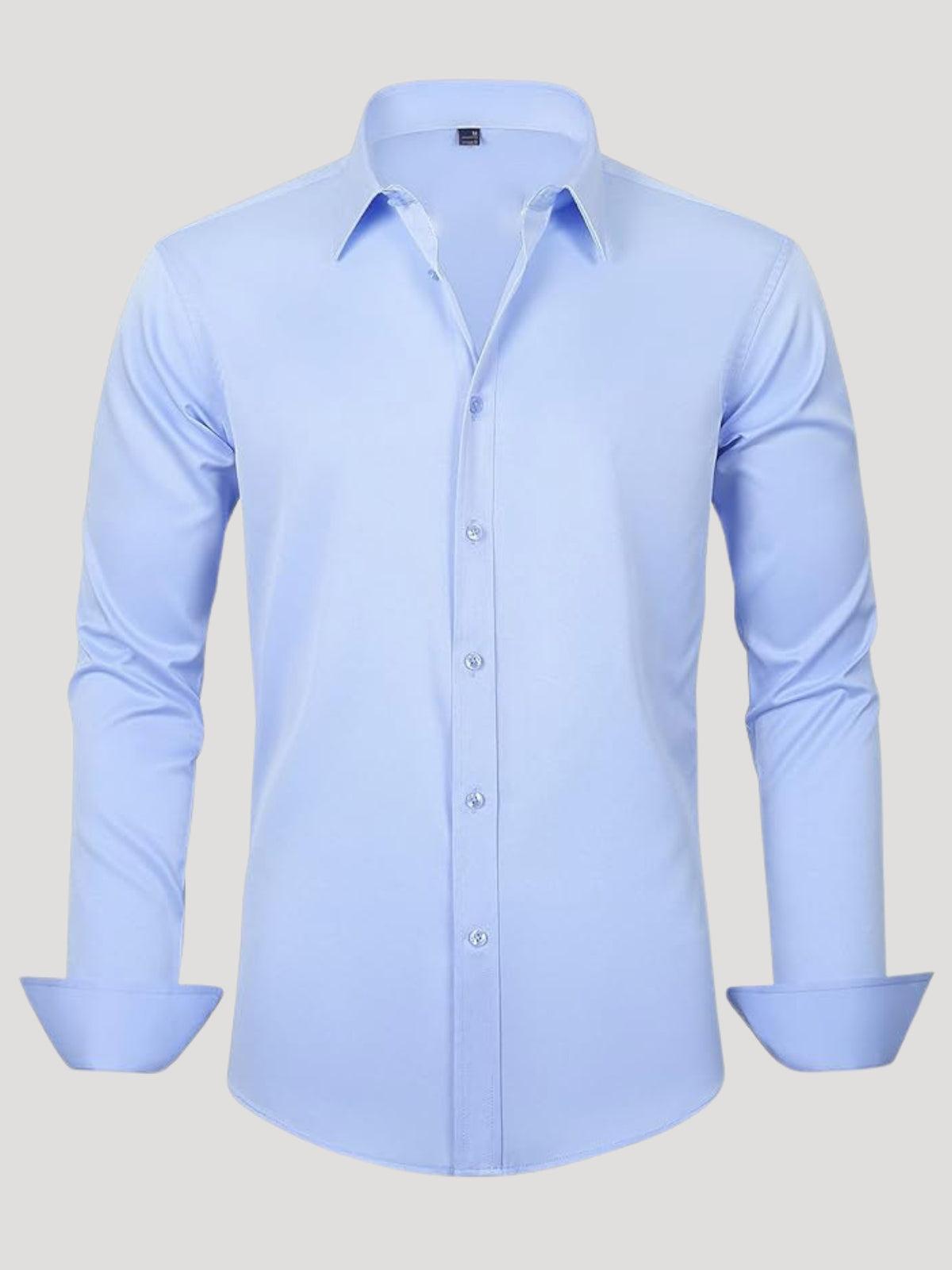 Light blue dress shirt on a light gray background