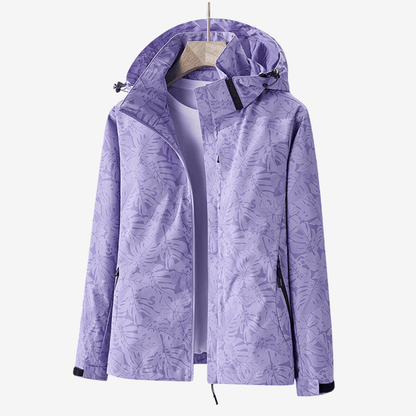 Purple jacket with leaf pattern on a white background