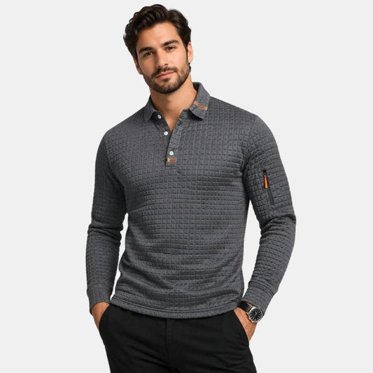 Zimowa Polo Koszula z Tkaniny Strukturalnej (Męska)