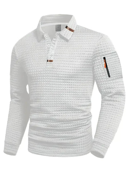 White textured long-sleeve shirt on a white background
