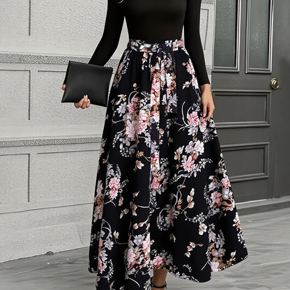 Winter Maxi Jurk met Bloemen en Lange Mouwen (Dames)