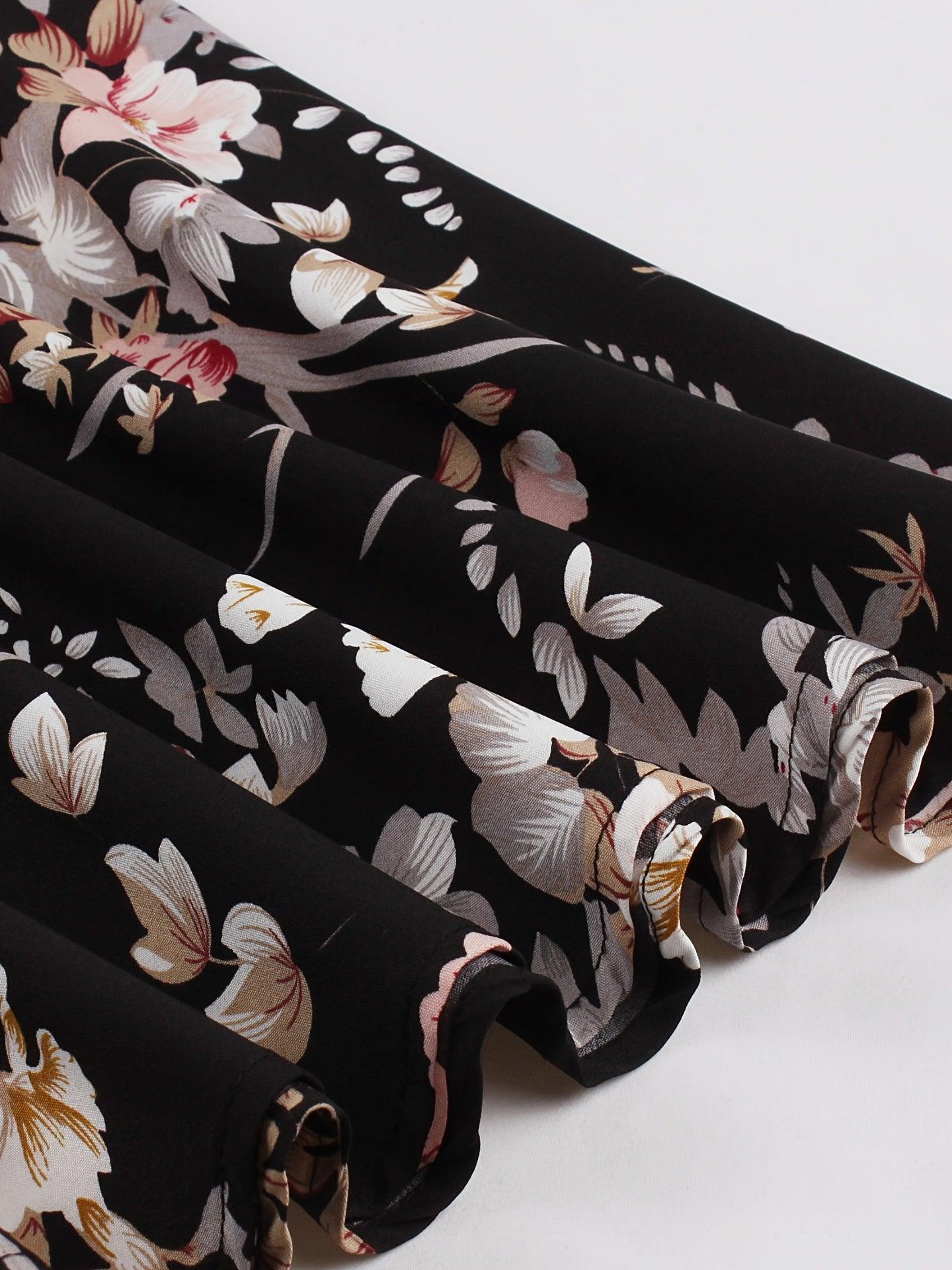 Winter Maxi Jurk met Bloemen en Lange Mouwen (Dames)