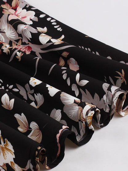 Winter Maxi Jurk met Bloemen en Lange Mouwen (Dames)