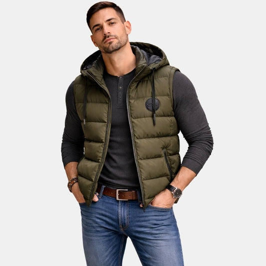 Zimowy Pikowany Bezrękawnik z Kapturem – Komfort Termiczny (Męski)